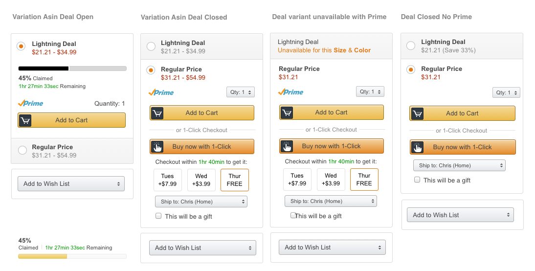 Update buy box treatment with example of second or third buying options with Lightning Deals.